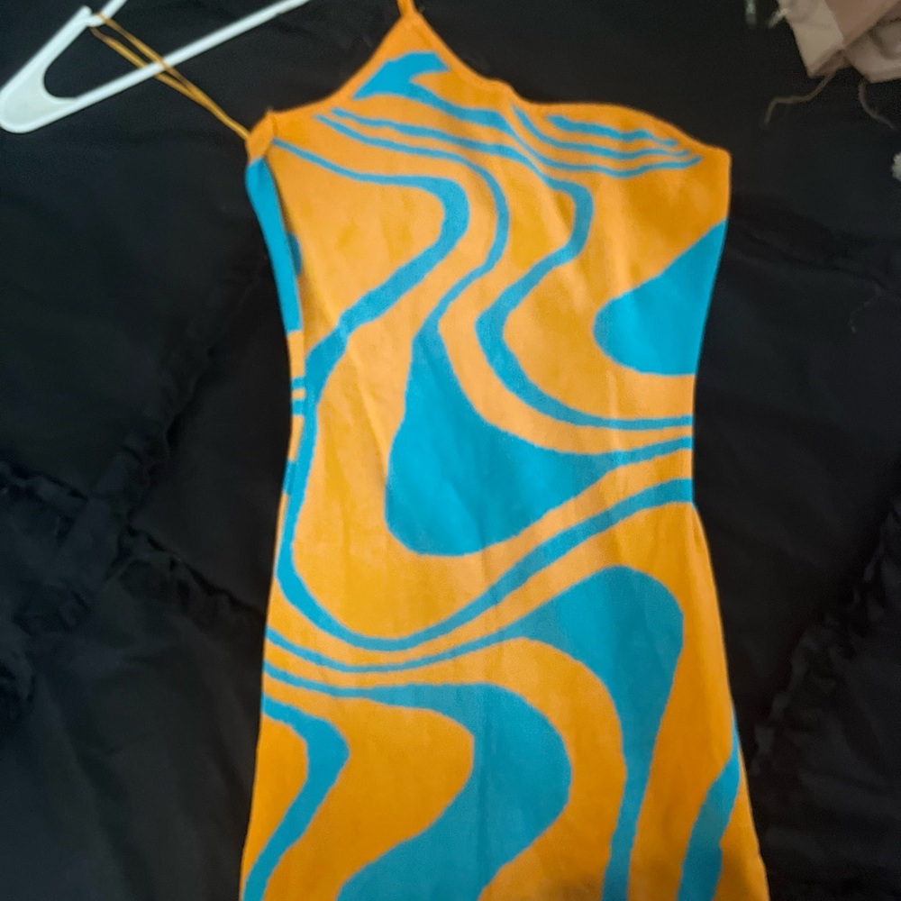 Vibrant Orange and Blue Swirl Dress